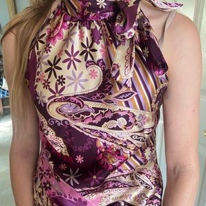 Polyester floral Paisley sleeveless blouse
